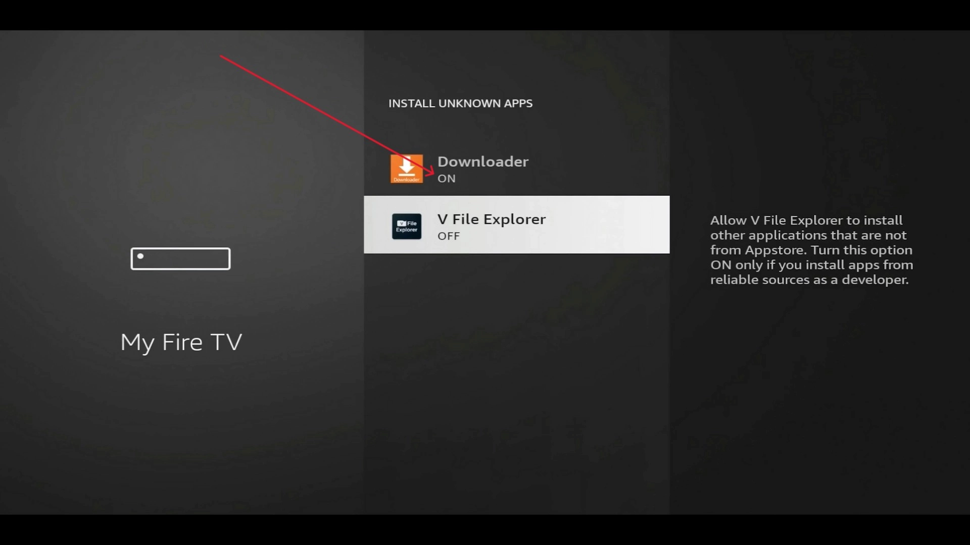Downloader ON under Install unknown apps